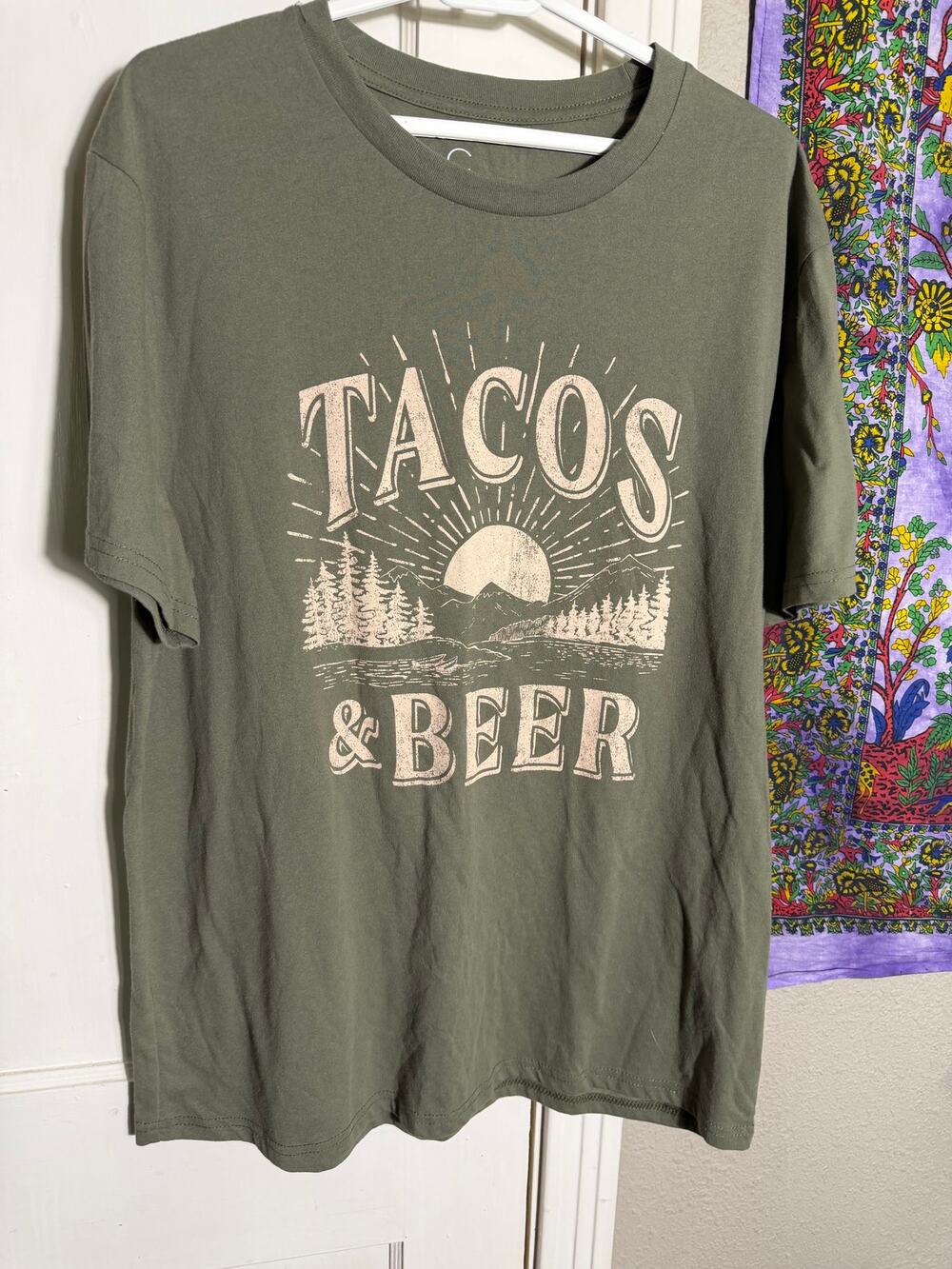 C+P Tacos & Beer GrapC+T Shirt Olive Green Mountain Outdoors Tee - XL